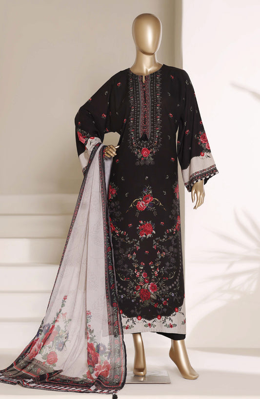Sadabahar Printed Viscose Stitched 3 Piece Suit - D-05 - SBD26VFK - Black - Summer Collection
