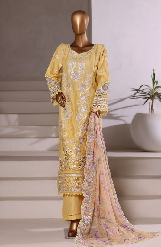 Sadabahar Festive Embroidered Viscose Stitched 3 Piece Suit - Design-06 - SBD25OSE - Yellow - Winter Collection