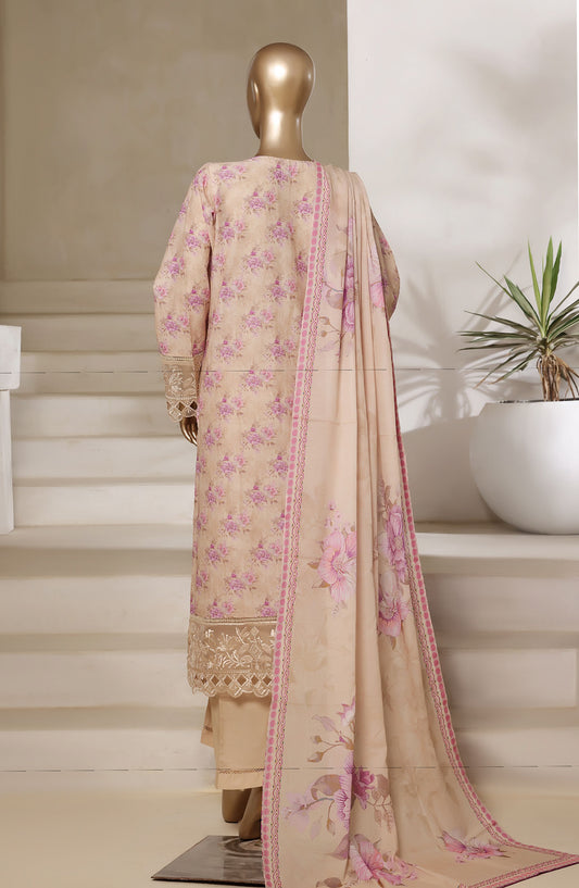 Sadabahar Embroidered Lawn Stitched 3 Piece Suit - Design-07 - SD25SGF2 - Peach - Festive Collection