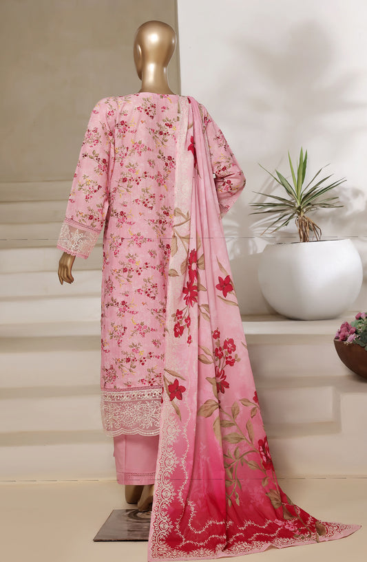 Sadabahar Embroidered Lawn Stitched 3 Piece Suit - Design-05 - SD25SGF2 - Pink - Festive Collection