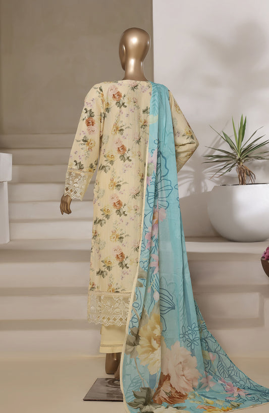 Sadabahar Embroidered Lawn Stitched 3 Piece Suit - Design-03 - SD25SGF2 - Yellow - Festive Collection