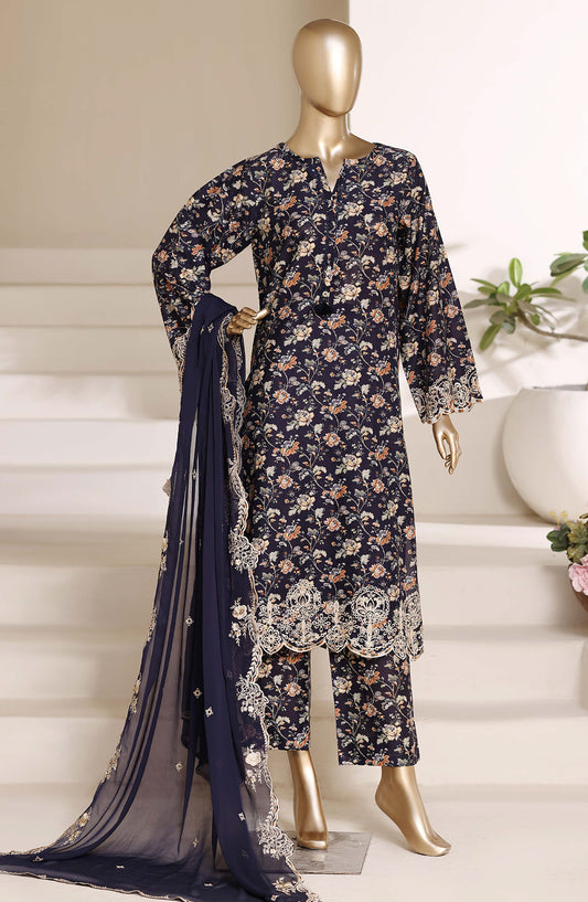 Sadabahar Regal Embroidered Lawn Stitched 3 Piece Suit - RD-06 - SBD26GAL - Black - Festive Collection