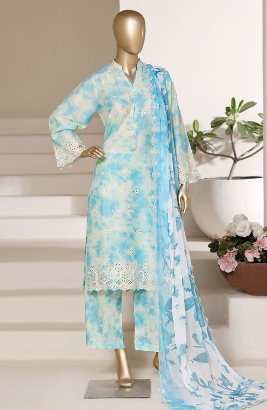 Sadabahar Regal Embroidered Lawn Stitched 3 Piece Suit - RD-02 - SBD26GAL - Blue - Festive Collection