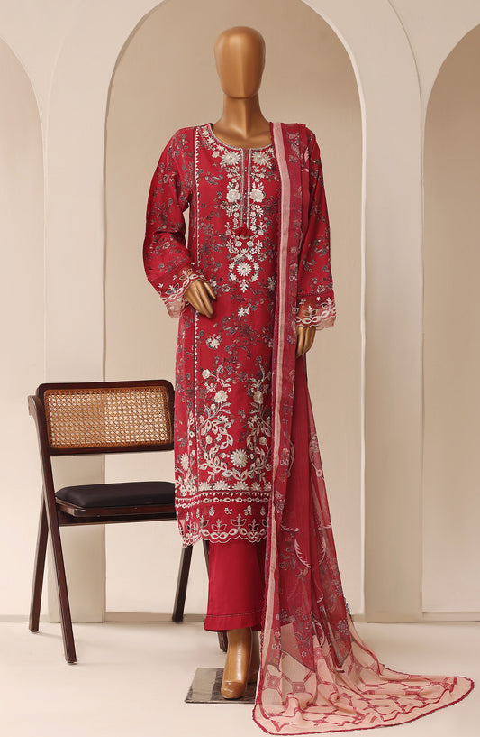 Sadabahar Signature Embroidered Stitched 3 Piece Suit - D-03 - SBD26SVEN - Red - Festive Collection