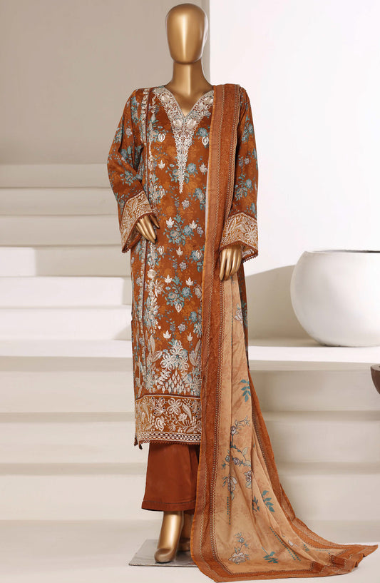 Sadabahar Signature Embroidered Lawn Stitched 3 Piece Suit - D-04 - SBD26SGN - Rust - Festive Collection