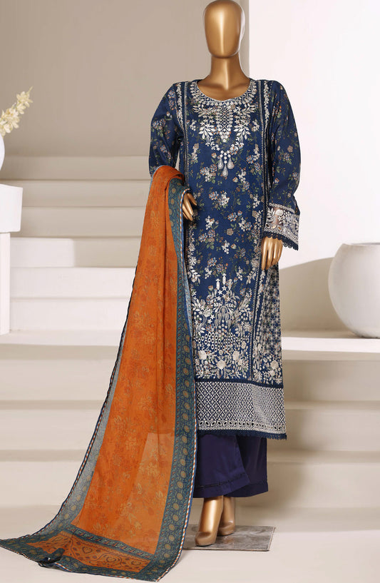 Sadabahar Signature Embroidered Lawn Stitched 3 Piece Suit - D-03 - SBD26SGN - Blue - Festive Collection