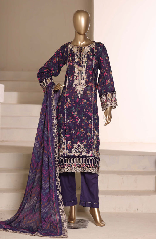Sadabahar Signature Embroidered Stitched 3 Piece Suit - D-03 - SBD26NTR - Purple - Festive Collection