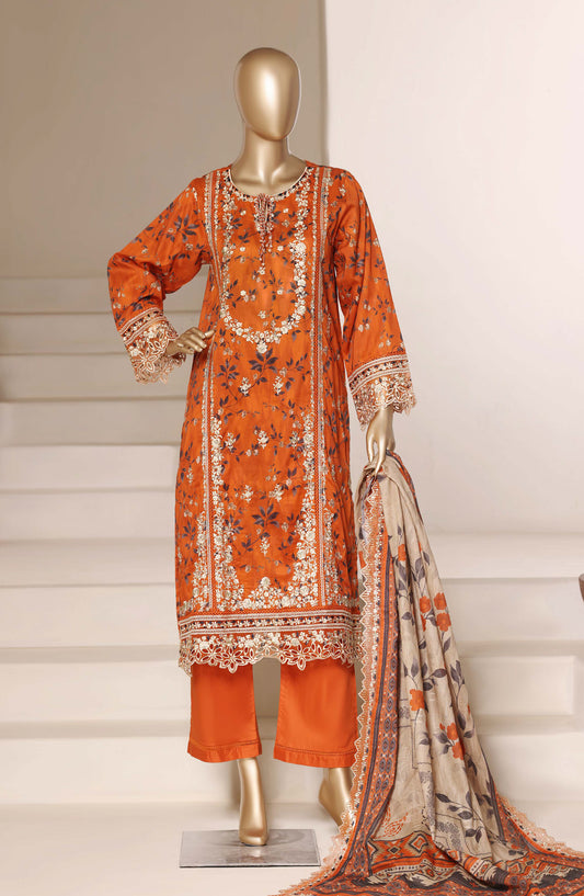 Sadabahar Signature Embroidered Stitched 3 Piece Suit - D-02 - SBD26NTR - Orange - Festive Collection