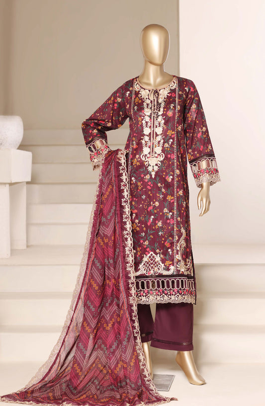 Sadabahar Signature Embroidered Stitched 3 Piece Suit - D-01 - SBD26NTR - Maroon - Festive Collection
