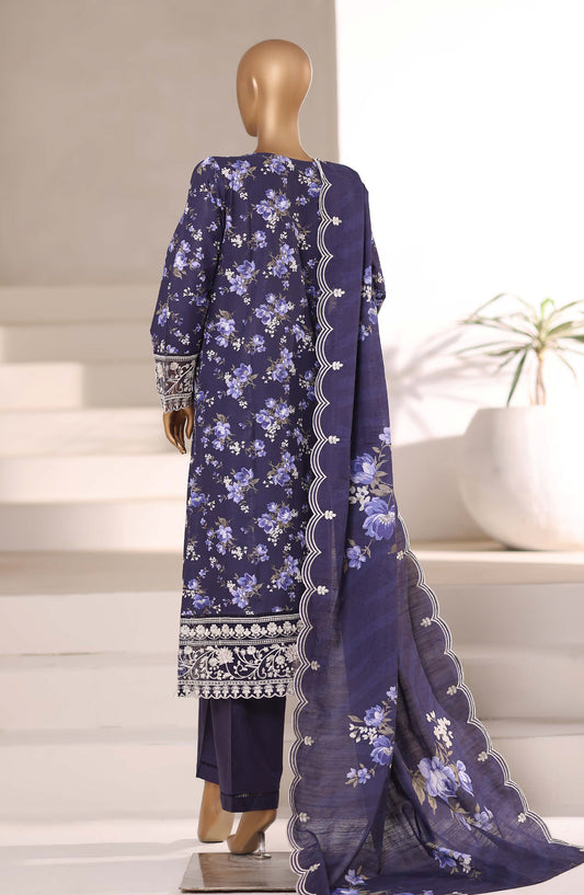 Sadabahar Signature Embroidered Khaddar Stitched 3 Piece Suit - Design-03 - SBD25SNA - Blue - Winter Collection