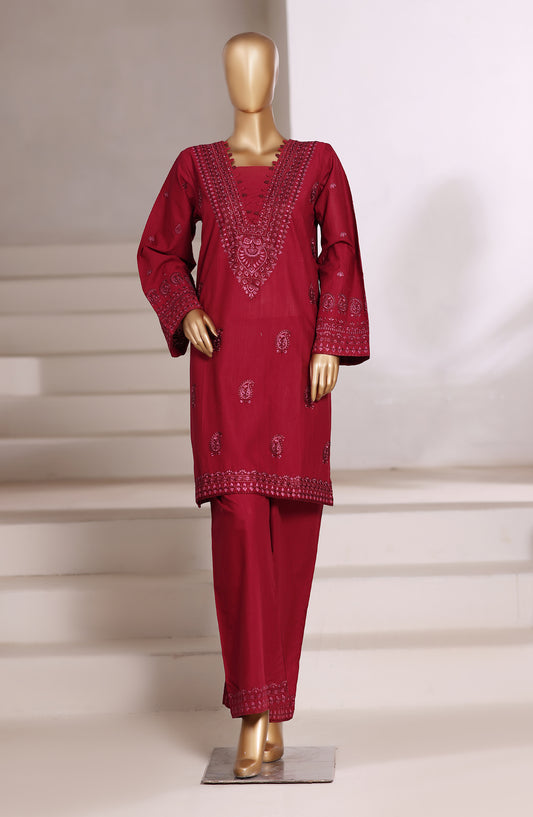 Sadabahar Vybe Embroidered Cotton Stitched 2 Co ord Set - Design-01 - SBD25BEC - Red - Casual Collection