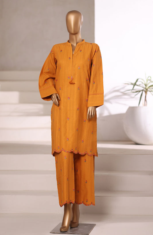 Sadabahar Vybe Embroidered Jacquard Stitched 2 Piece Co ord Set - Design-04 - SBD25JCQ - Mustard - Casual Collection