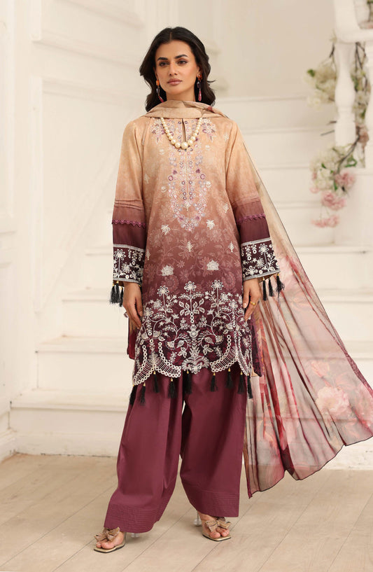 Safoora by Johra Embroidered Lawn Unstitched 3 Piece Suit - JH-973 - JH25SFA - Purple - Summer Collection