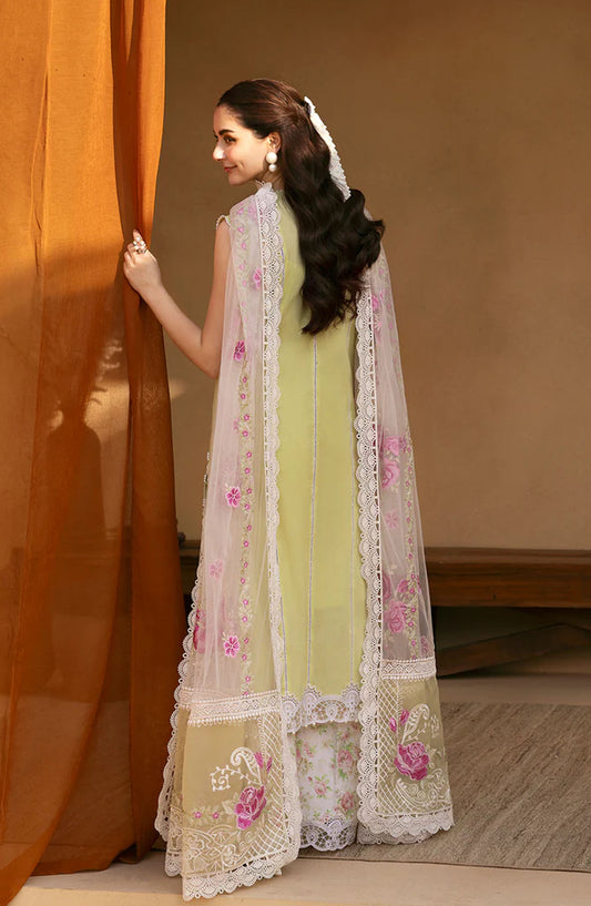 Saira Rizwan Embroidered Luxury Lawn Unstitched 3 Piece Suit - VERA-SRL25-05 - SR25LL - Lemon Yellow - Summer Collection