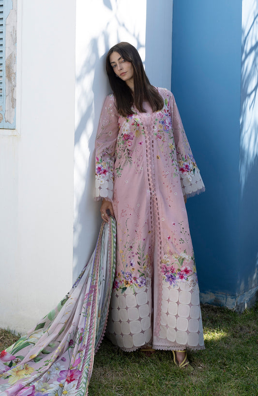 Santorini by Elaf Premium Digital Printed Lawn Unstitched 3 Piece Suit - EPN-02 ANGEL - EL26SNT - Pink - Summer Collection