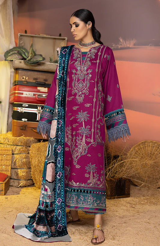 Saqqara by Bin Ilyas Embroidered Kotrai Unstitched 3 Piece Suit - 806-B - BL25SQR - Pink - Winter Collection
