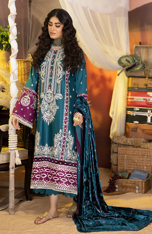 Saqqara by Bin Ilyas Embroidered Kotrai Unstitched 3 Piece Suit - 804-B - BL25SQR - Blue - Winter Collection