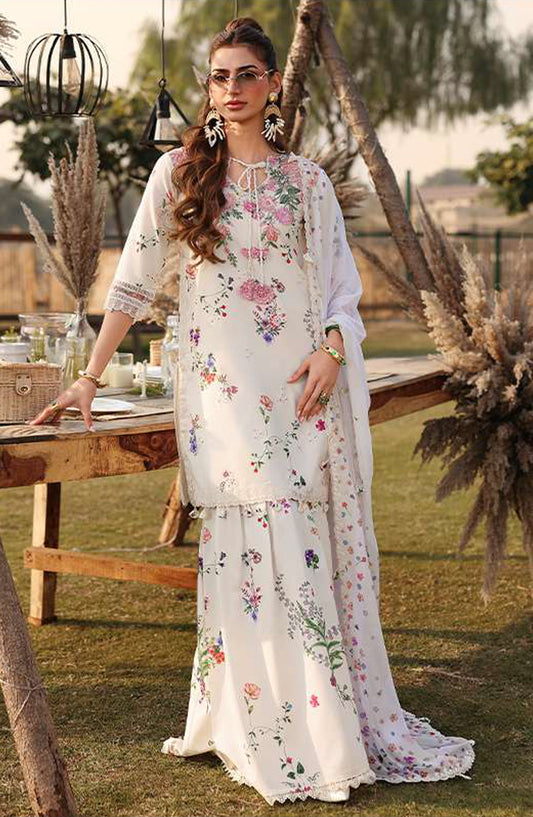 Sardinia Festive Embroidered Lawn Unstitched 3 Piece Suit - 1605-A WILD FLOWER - SRD26FS - Off White - Spring Summer Collection
