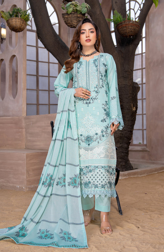 Sehar by Riaz Arts Embroidered Lawn Unstitched 3 Piece Suit - D-06 - RA26SHR - Blue - Summer Collection
