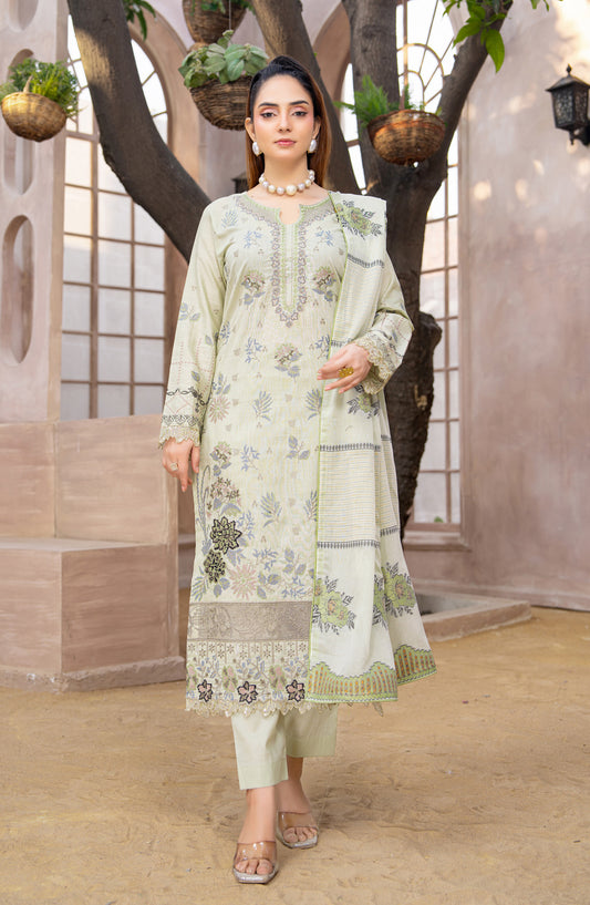 Sehar by Riaz Arts Embroidered Lawn Unstitched 3 Piece Suit - D-04 - RA26SHR - Green - Summer Collection