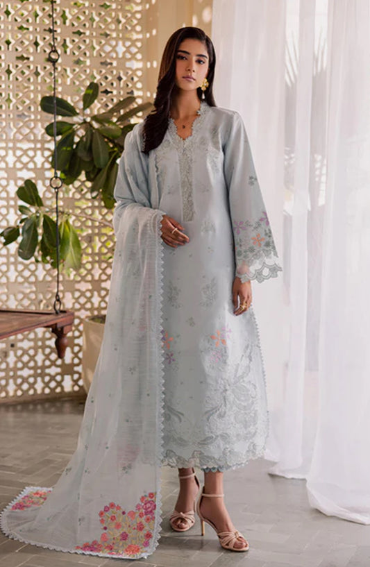 Selene by RajBari Premium Embroidered Lawn Unstitched 3 Piece Suit - Zeen - RJB26SL - Blue - Festive Collection