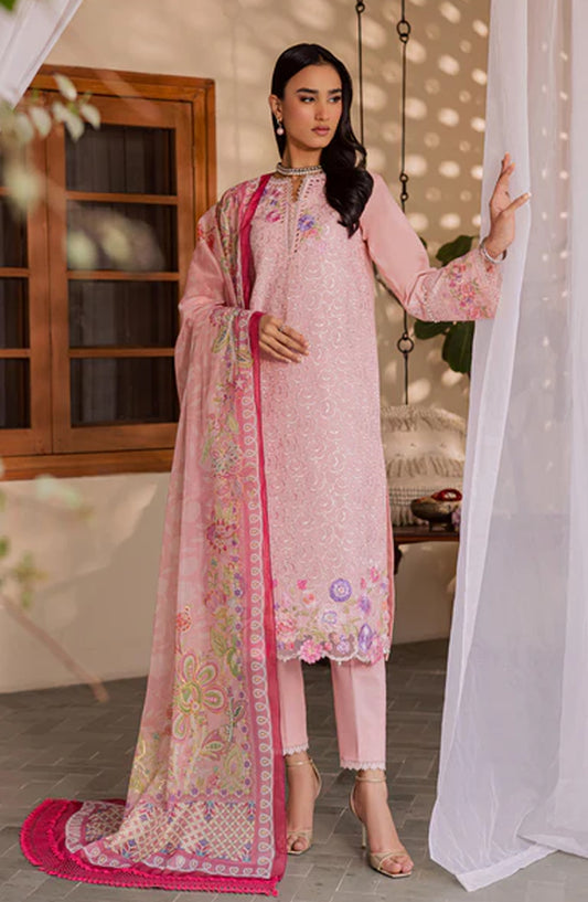 Selene by RajBari Premium Embroidered Lawn Unstitched 3 Piece Suit - Noore - RJB26SL - Pink - Festive Collection