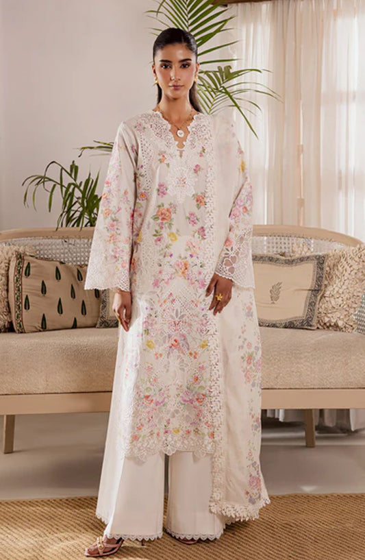 Selene by RajBari Premium Embroidered Lawn Unstitched 3 Piece Suit - Aura - RJB26SL - Off White - Festive Collection