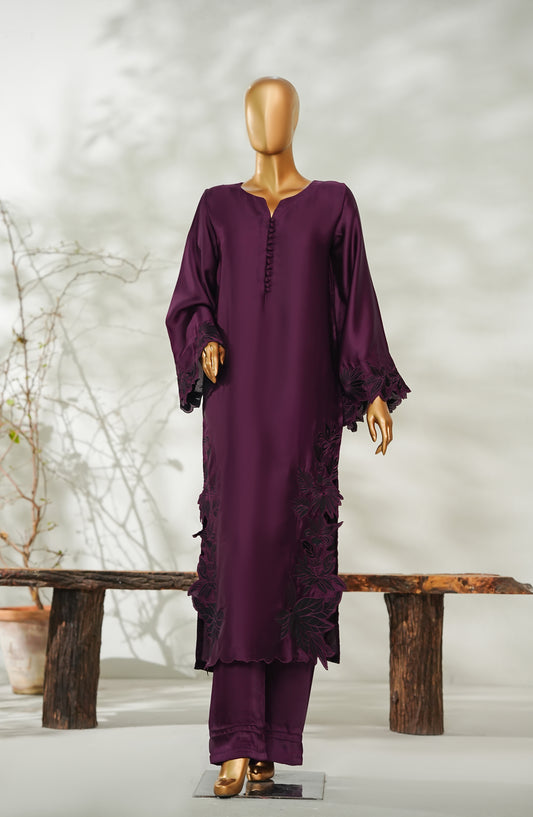 Serein Luxe Silk by Amna Khadija Embroidered Silk Stitched 2 Piece Suit - SLS-07 - AM26SRN - Purple - Exclusive Collection
