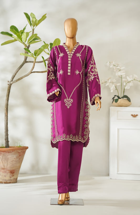 Serein by Amna Khadija Luxe Embroidered Shamooz Silk Stitched 2 Piece Suit - SLS-01 - AM26SLS - Pink - Winter Collection