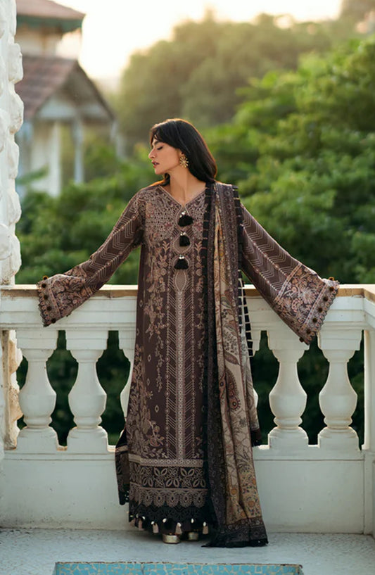 Serenity by Florent Luxury Embroidered Marina Twill Unstitched 3 Piece Suit - FNS-03B - FL25SRN - Purple - Winter Collection