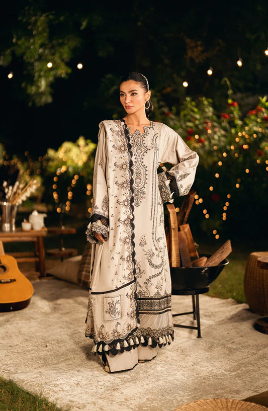 Serenity by Florent Luxury Embroidered Dobby Unstitched 3 Piece Suit - FNS-02B - FL25SRN - Off White - Winter Collection