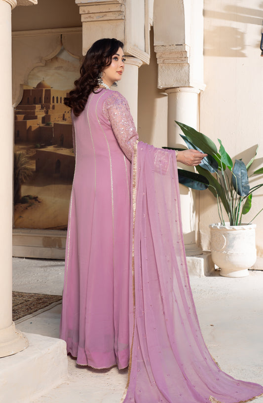 Shaadiyaan by Al Siyaab Embroidered Chiffon Stitched 3 Piece Suit - RAANI - ALS25SHD - Lilac - Festive Collection