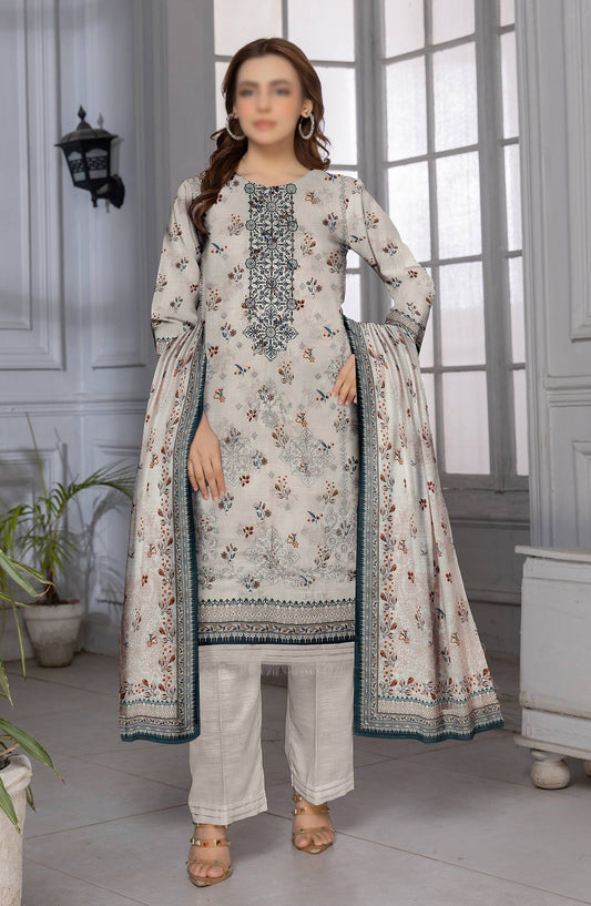 Shades by Al Karim Embroidered Lawn Unstitched 3 Piece Suit - D-10 - AK26HDS - Off White - Summer Collection