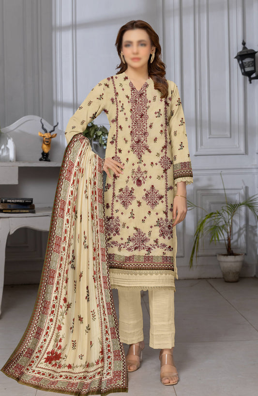 Shades by Al Karim Embroidered Lawn Unstitched 3 Piece Suit - D-07 - AK26HDS - Yellow - Summer Collection