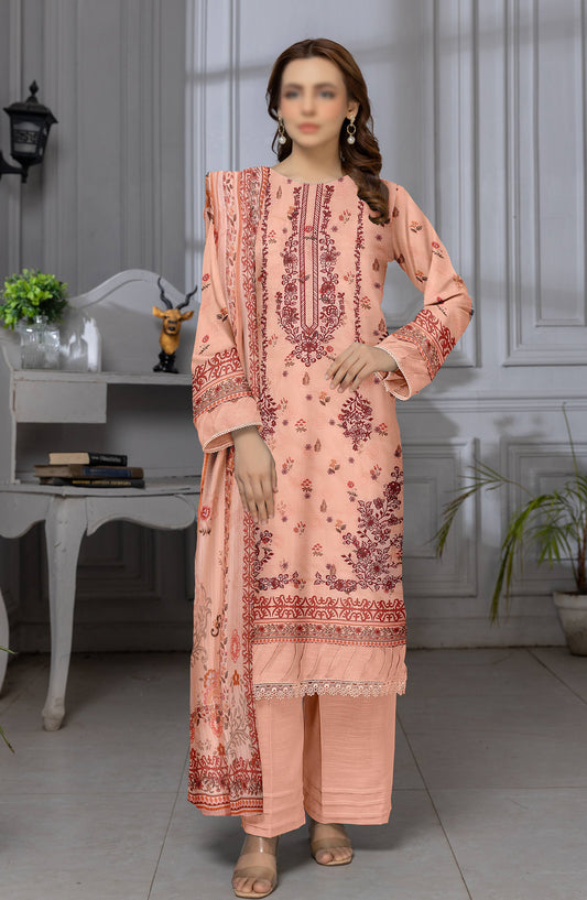 Shades by Al Karim Embroidered Lawn Unstitched 3 Piece Suit - D-02 - AK26HDS - Peach - Summer Collection