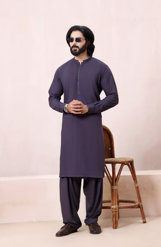 TGM The Royal Edit Premium Blended Material Stitched Three Piece with matching Suit - Shadow Crest (3pc) - TGM26ROY - Gray - Men Festive Collection
