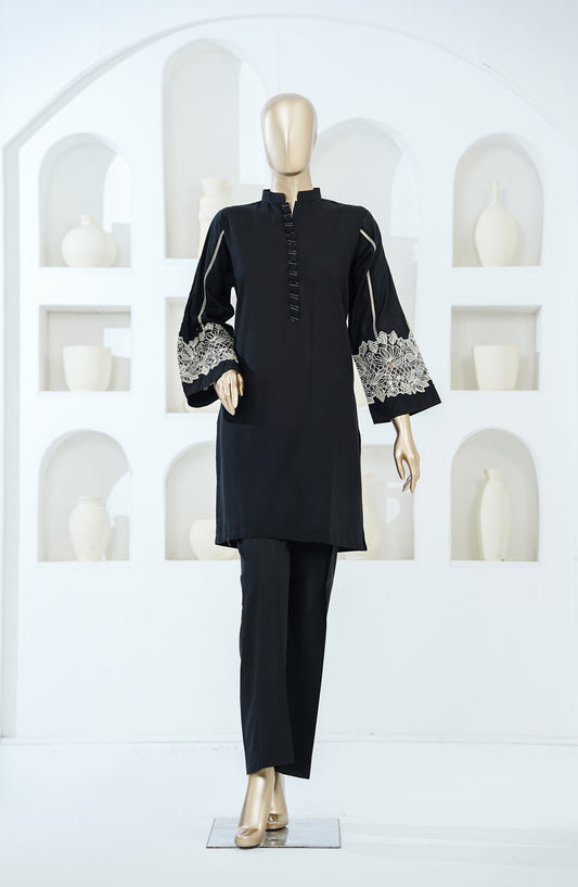 Shadow Play by Amna Khadija Embroidered Lawn Stitched 2 Piece Co-ord Sets - AKSP-08 - AM26AKSPT - Black - Summer Collection