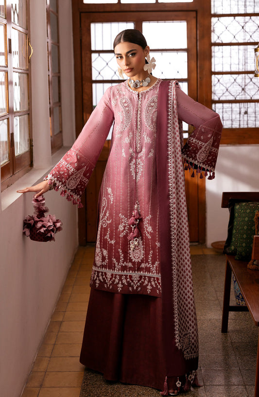 Shahkaar by Jazmin Luxury Embroidered Lawn Unstitched 3 Piece Suit - D-08 - JZ26SH - Pink - Eid Collection