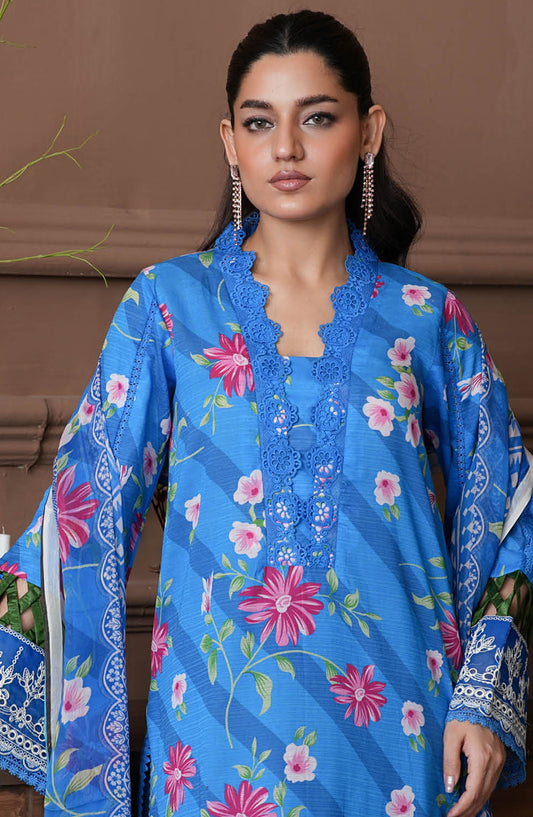 Shahzeen by Johra Embroidered Chikankari Lawn Unstitched 3 Piece Suit - JH-849 - JH25SHZ - Blue - Summer Collection