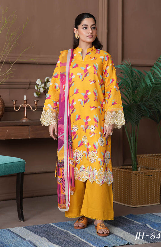 Shahzeen by Johra Embroidered Chikankari Lawn Unstitched 3 Piece Suit - JH-848 - JH25SHZ - Yellow - Summer Collection
