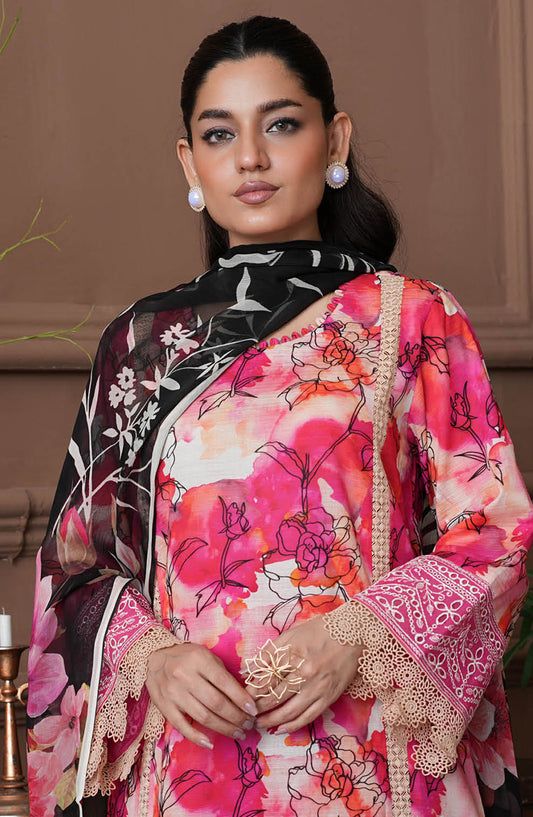 Shahzeen by Johra Embroidered Chikankari Lawn Unstitched 3 Piece Suit - JH-843 - JH25SHZ - Pink - Summer Collection