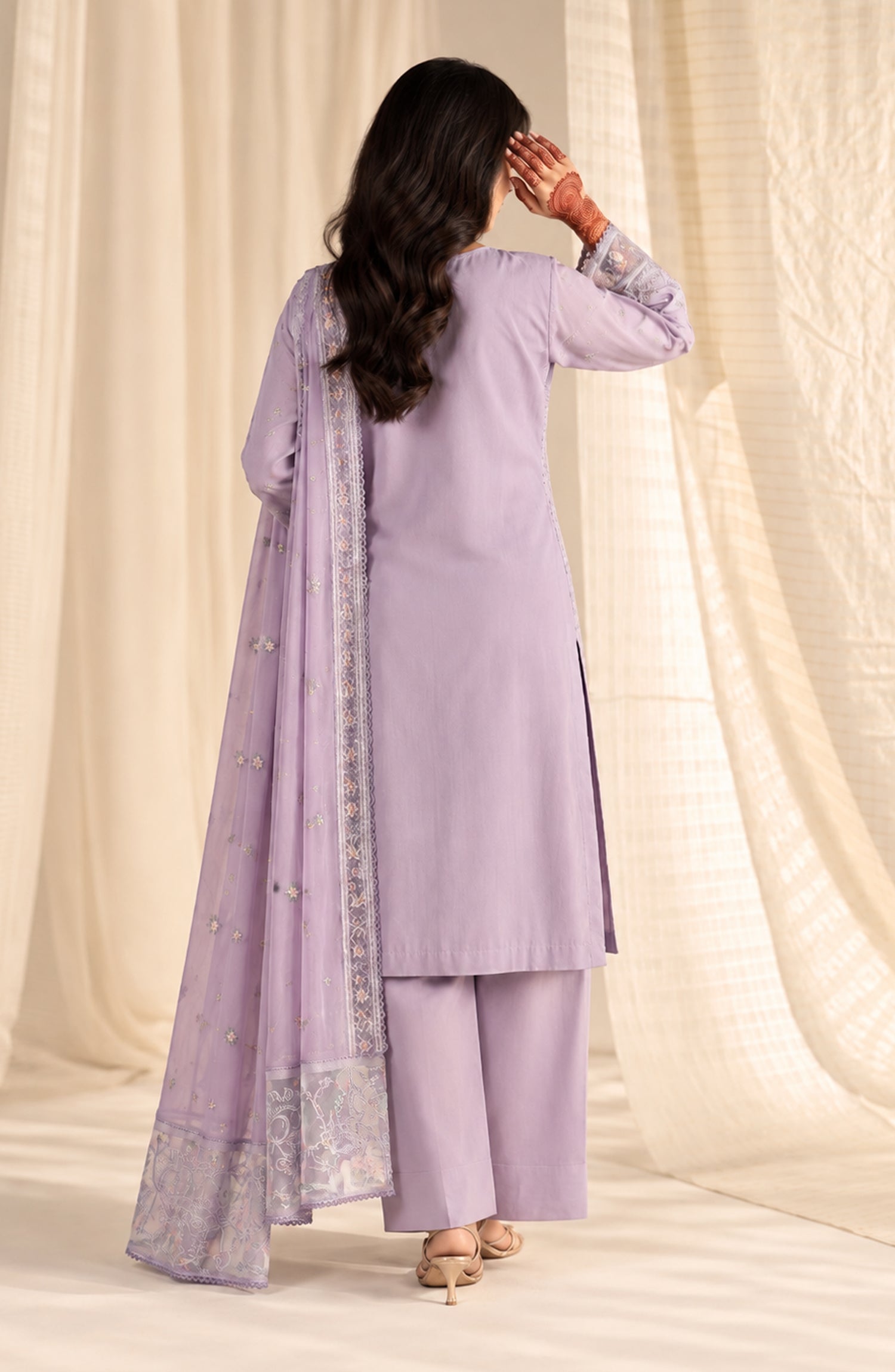 Sham-e-Riwayat by Amna Khadija Embroidered Cotton Stitched 3 Piece Suit - AKSR-02 - AM26SHM - Purple - Luxury Collection