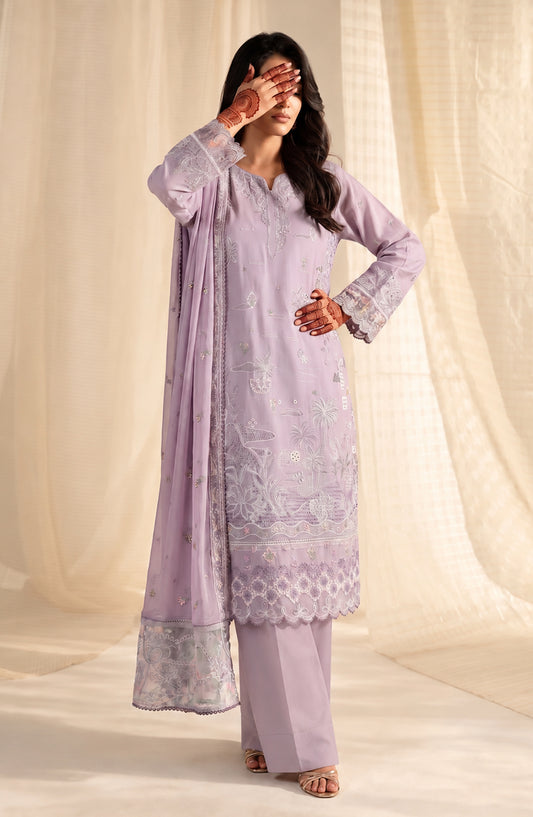 Sham-e-Riwayat by Amna Khadija Embroidered Cotton Stitched 3 Piece Suit - AKSR-02 - AM26SHM - Purple - Luxury Collection