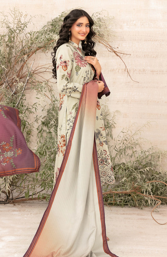 Shamia by Tawakkal Fabric Embroidered Zari Viscose Unstitched 3 Piece Suit - D-4880 - TF25SHAM - Light Green - Winter Collection