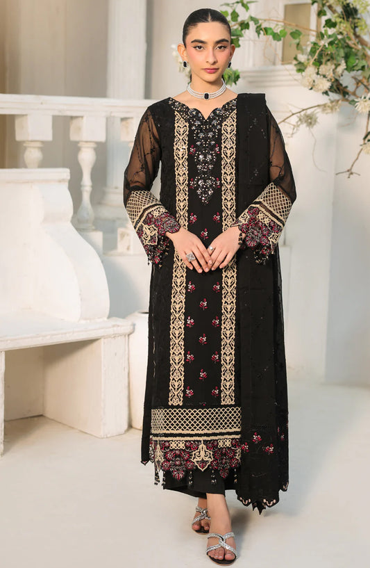 Lamhay Embroidered Chiffon Stitched 3 Piece Suit - Siyah SU-155 - SMZ26LM - Festive Collection