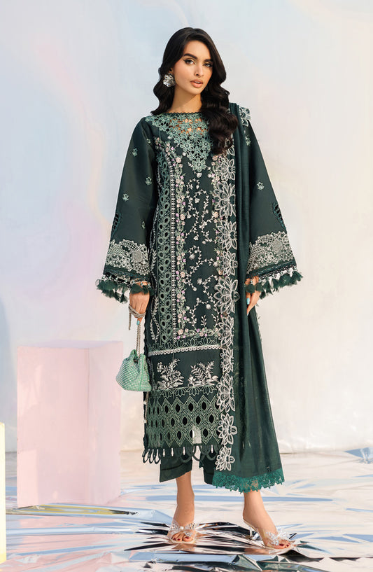 Shangrila by Parishay Embroidered Lawn Unstitched 3 Piece Suit - ANG-14 - PS26ANG - Teal - Summer Collection