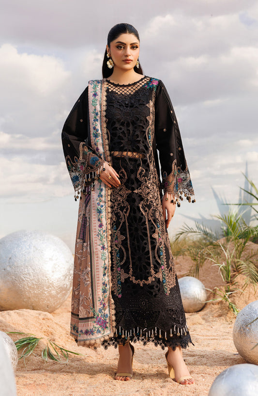 Shangrila by Parishay Embroidered Lawn Unstitched 3 Piece Suit - ANG-09 - PS26ANG - Black - Summer Collection