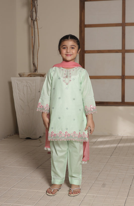 Shanzey Embroidered Cotton Stitched 3 Piece Suit - SHK-5608 - SHZ26CMB - Mint - Festive Collection