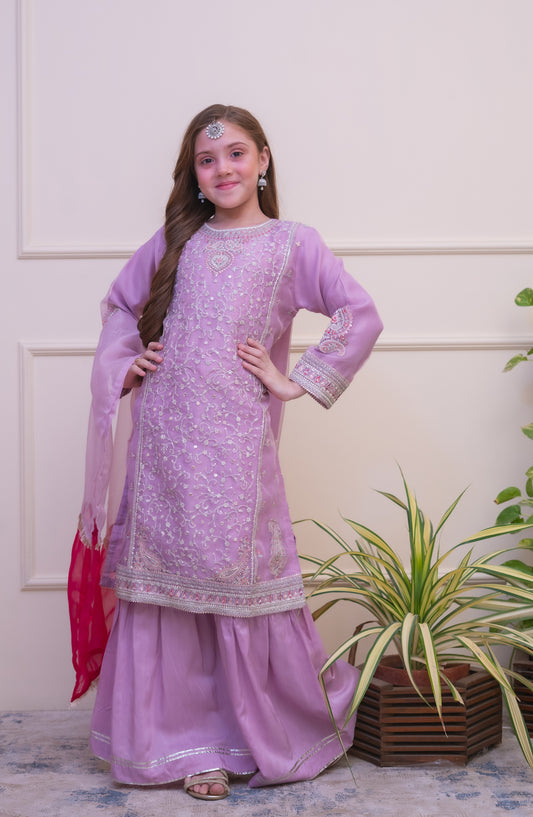 Shanzey Embroidered Organza Stitched 3 Piece Suit - SHK-5105 - SHZ26FOR - Lilac - Formal Collection