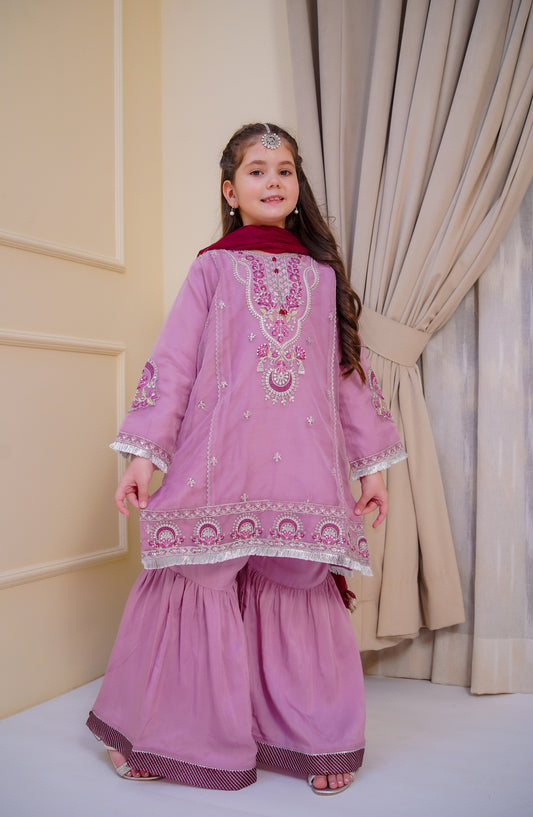 Shanzey Embroidered Organza Stitched 3 Piece Suit - SHK-5004 - SHZ26EST - Lilac - Festive Collection